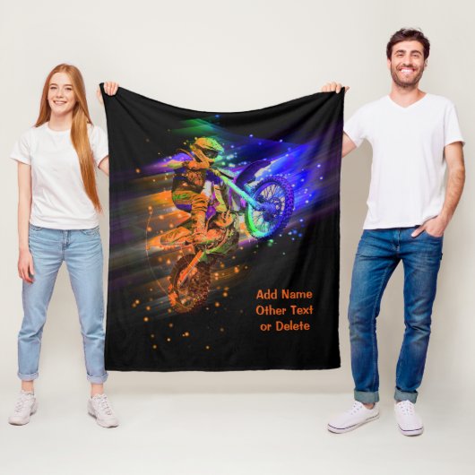 Name Text hinzufügen (oder löschen) Motocross-Bike Fleecedecke (Beispiel)