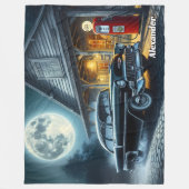 Name Text hinzufügen, Oldtimer im Mondlicht Fleecedecke (Vorderseite)