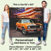 Name Text hinzufügen, Orange Muscle Car  Fleecedecke