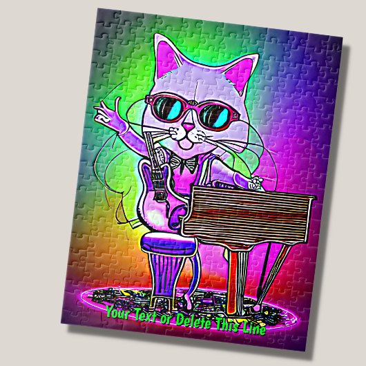 Name Text hinzufügen, Rock Star Cat Piano Musician Puzzle