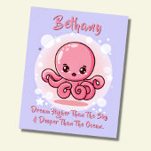 Name Text hinzufügen, Rosa Baby Octopus in Blase i Poster