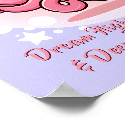 Name Text hinzufügen, Rosa Baby Octopus in Blase i Poster (Ecke)