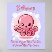 Name Text hinzufügen, Rosa Baby Octopus in Blase i Poster (Vorne)