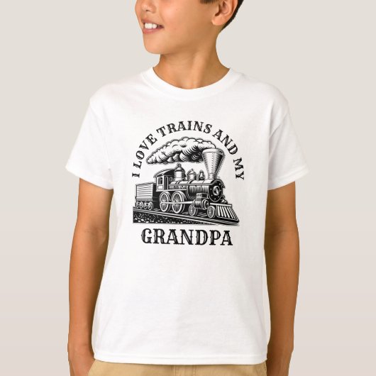 Name Text I Liebe Dampfzüge & Mein Opa ändern T-Shirt (Vorderseite)