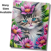 Name Text Kitten mit rosafarbenen Blume Grün links Puzzle