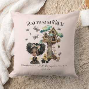 Name Text Magical Woodland Fairy Butterfly Kissen