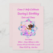 Name Text Mermaid Pink Mauve Aqua Party hinzufügen Einladung (Vorne/Hinten)