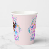 Name Text Mermaid Pink Mauve Aqua Party hinzufügen Pappbecher (Links)