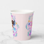 Name Text Mermaid Pink Mauve Aqua Party hinzufügen Pappbecher (Rechts)