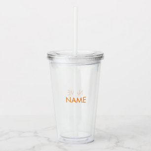 Name, Text minimalistisch orange klar anpassen Acryltrinkbecher