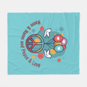 Name Text Peace Liebe Boho Hippie Doves Fleecedecke (Vorderseite (Horizontal))