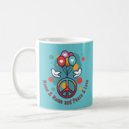 Name Text Peace Liebe Boho Hippie Doves Kaffeetasse