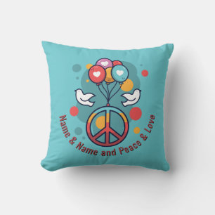 Name Text Peace Liebe Boho Hippie Doves Kissen