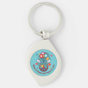 Name Text Peace Liebe Boho Hippie Doves Schlüsselanhänger