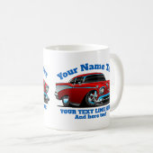 NAME TEXT Red Blue Frisierte Auto Classic Muscle C Kaffeetasse (VorderseiteRechts)