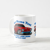 NAME TEXT Red Blue Frisierte Auto Classic Muscle C Kaffeetasse (Vorderseite Links)