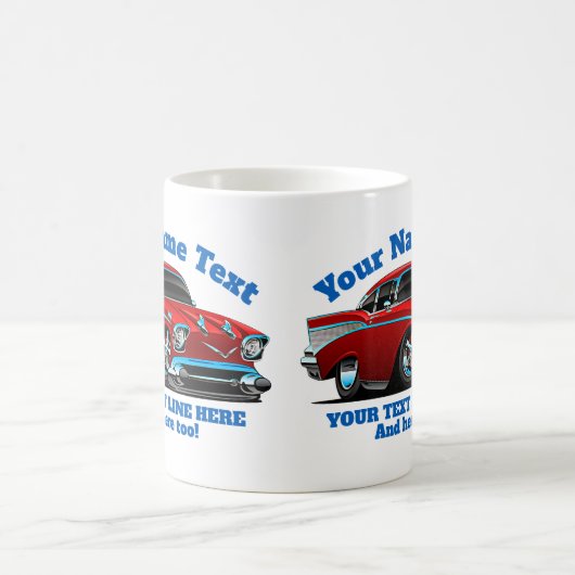 NAME TEXT Red Blue Frisierte Auto Classic Muscle C Kaffeetasse (Mittel)