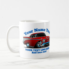 NAME TEXT Red Blue Frisierte Auto Classic Muscle C Kaffeetasse