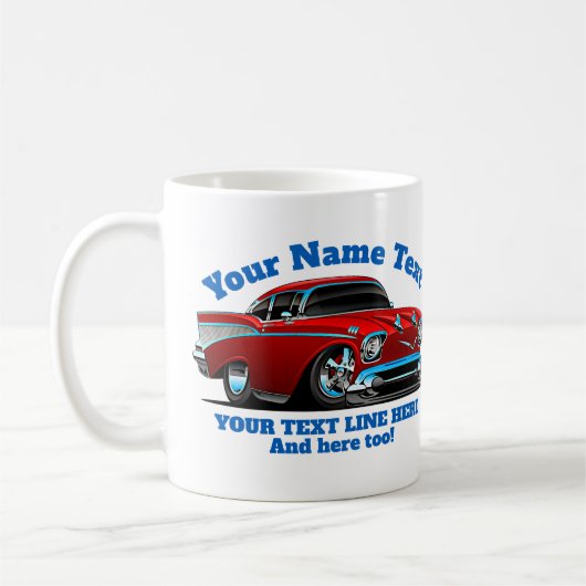 NAME TEXT Red Blue Frisierte Auto Classic Muscle C Kaffeetasse (Links)