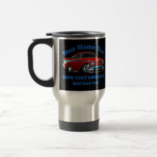 NAME TEXT Red Blue Frisierte Auto Classic Muscle C Reisebecher