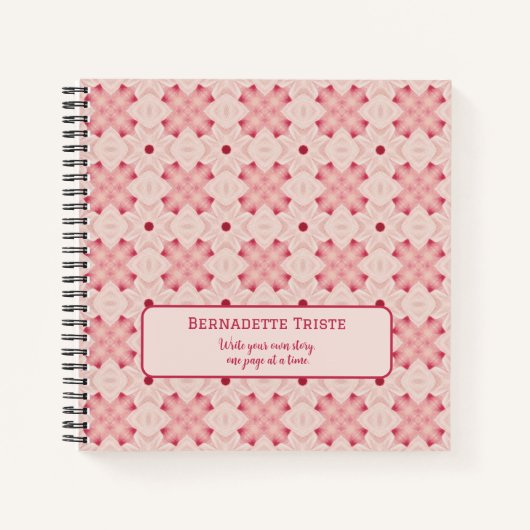 Name Text Rosa Moderne Blumenchic Hübsch Girl Notizblock (Vorderseite)