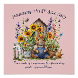 Name Text Sagen Blumengarten Sonnenblumen Hase Poster