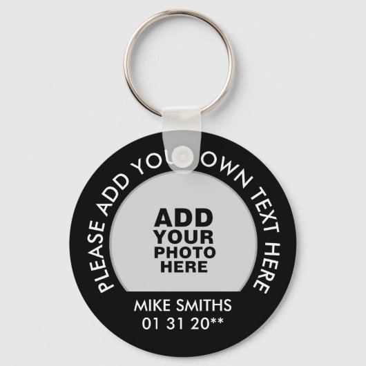 name, text & special date, photo black schlüsselanhänger (Vorderseite)
