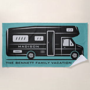 Name-, Text u. Farbecamper-Van-Badetuch Strandtuch
