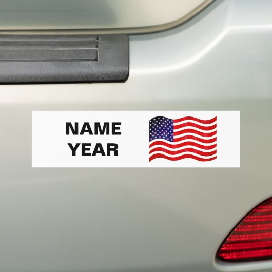 Name Text und amerikanische Flagge auf Weiß Autoaufkleber (Auf Auto)