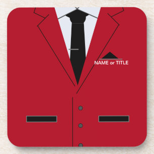 Name Text Untersetzer Roter Anzug und Schwarzer Ne