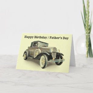 Name Text Vintage Car Geburtstag hinzufügen, Vater Karte