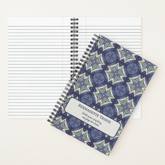 Name Text Wasserfarbe Abstrakt Geometrisches Muste Notizblock (Innen)