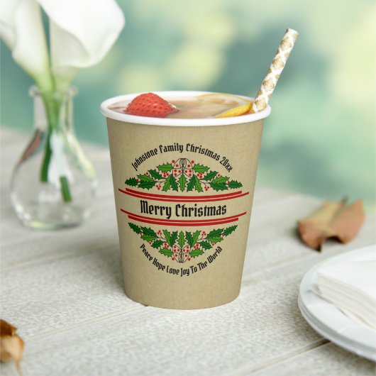 Name Text Weihnachten 20xx Holly ändern Pappbecher (In Situ)