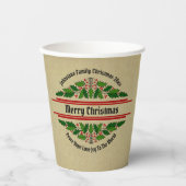 Name Text Weihnachten 20xx Holly ändern Pappbecher (Vorderseite)