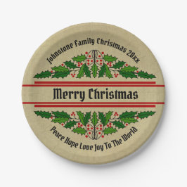 Name Text Weihnachten ändern 20xx Holly 7" Pappteller