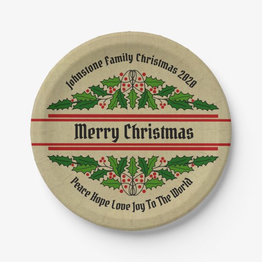 Name Text Weihnachten ändern 7" Pappteller (Vorderseite)