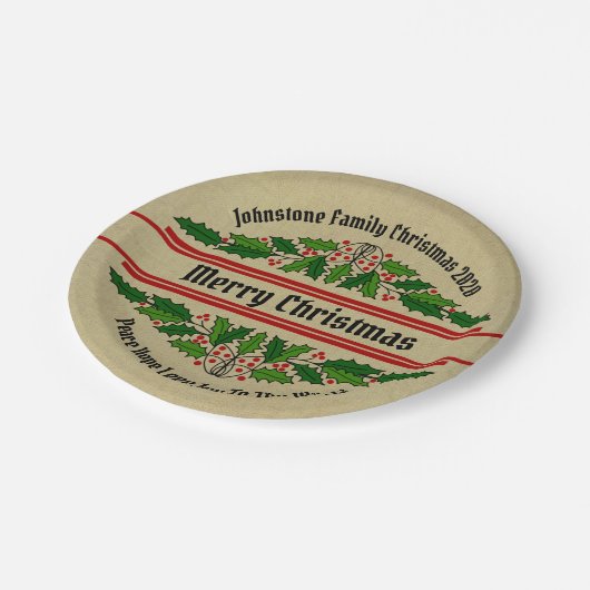 Name Text Weihnachten ändern 7" Pappteller (Schrägansicht)