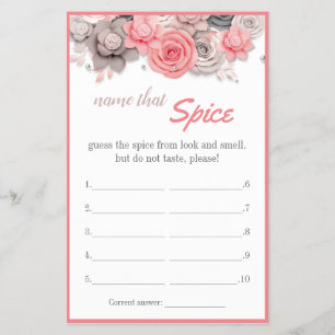 Name that Spice Bridal Shower Game Card Flyer
