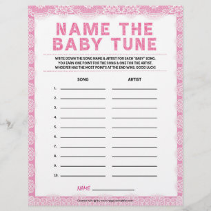 Name The Baby Tune [Luxury Lace [Pink] Letterhead Briefbogen