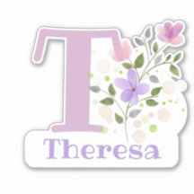 Name Theresa mit dem Letter T-Sticker-Ausschnitt
