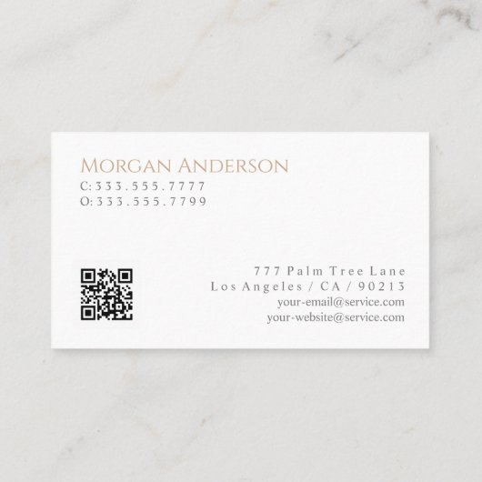 Name Titel & Kontaktinformationen, QR-Code, Tan Gr Visitenkarte (Rückseite)