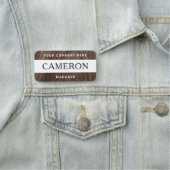 Name, Titel und Firma des braunen Holzes Namensschild (Beispiel)