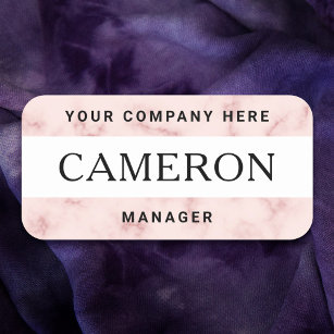 Name, Titel und Firmenname Moderner rosa Marmor Namensschild