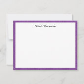Name || Trendy Girly Purple Denim Print Frame Mitteilungskarte (Vorderseite)