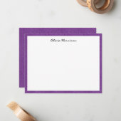 Name || Trendy Girly Purple Denim Print Frame Mitteilungskarte (Vorderseite/Rückseite Beispiel)