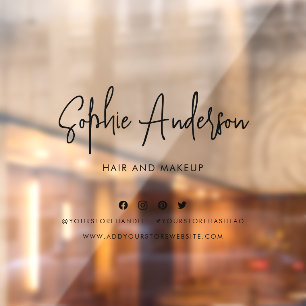 Name Trendy Modern Script Social Media hinzufügen Fensteraufkleber