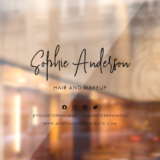 Name Trendy Modern Script Social Media hinzufügen Fensteraufkleber (Blatt 2)