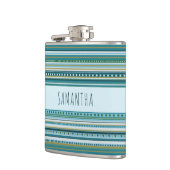 Name Tribal Aquamarin Blue Muster Vinyl Wrapped Fl Flachmann (Links)