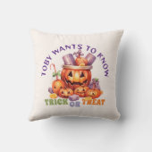 Name Trick oder Treat Spooky Kinder Halloween Cand Kissen (Rückseite)