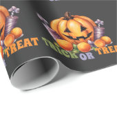 Name Trick oder Treat Spooky Pumpkin Halloween Can Geschenkpapier (Rolleneckpunkt)